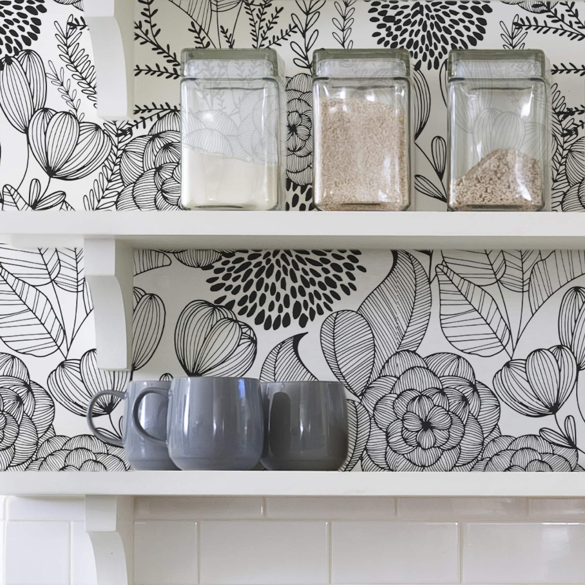 NuWallpaper Black Secret Garden Peel & Stick Wallpaper